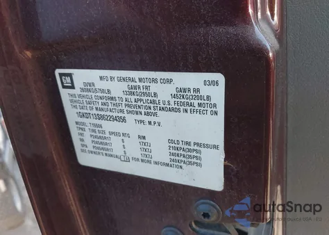 2006 GMC Envoy Slt из США, поврежденный, VIN 1GKDT13S862294356